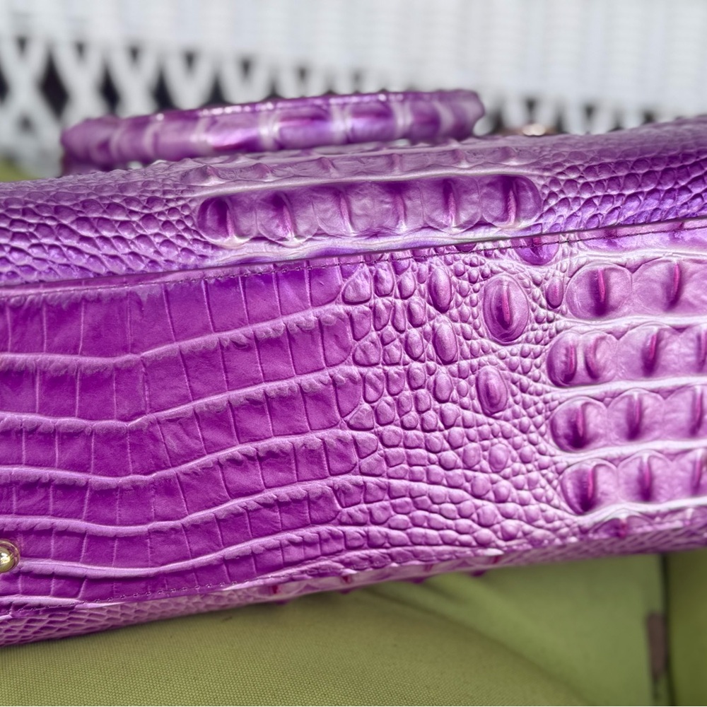 Brahmin Purple Satchel Bag Elegant and Functional. - Picture 6 of 7
